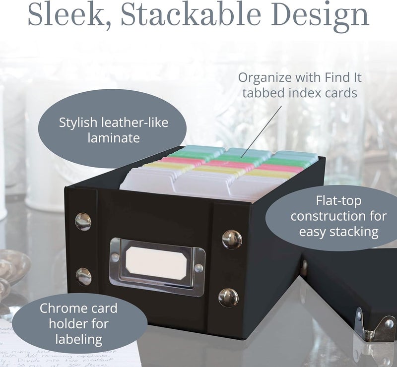 Snap-N-Store Collapsible Index Card Holder Storage Box - Fits 1100 Flash Cards, Black - Image 5
